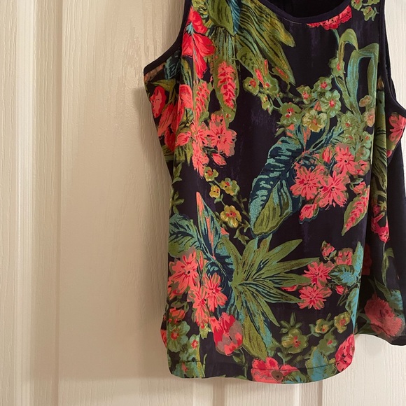ANTHROPOLOGIE Navy Floral Print Tank Top - Picture 6 of 10